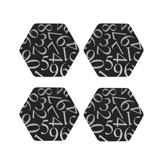 Sigee Numbers for Water-Resistant, Heat-Resistant, Non-Slip Leather Coasters Set, Ideal for Coffee Table, Office, Bar, Home Decor-Hexagon