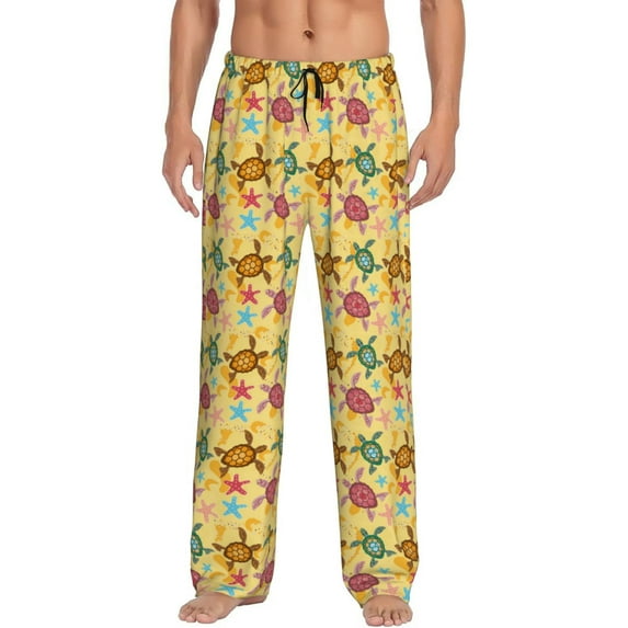 Sigee Ocean And Sea And Sand print Men's Pajama Pants Lounge Sleep Bottoms with Elastic Waistband and Pockets-Medium