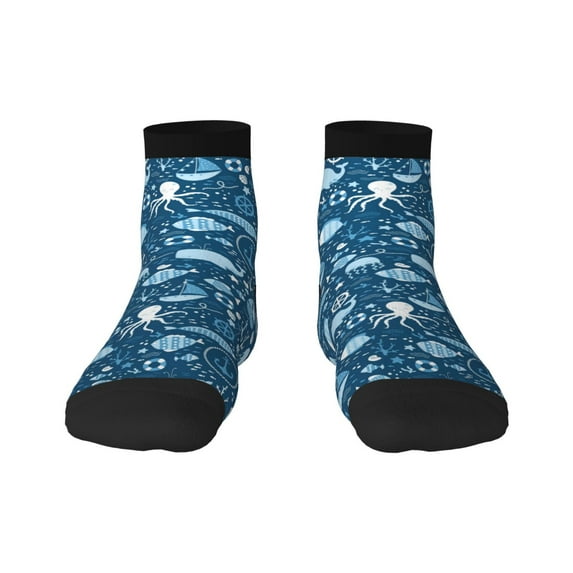 Sigee Octopus And Whale for Crew Soft Moisture-wicking Socks ,Cushion Moisture Wicking Boot Socks for Men and Women