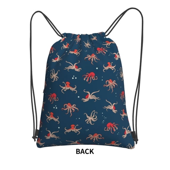 Sigee Octopus Sea Life for Drawstring Zipper Backpack ,Waterproof, Durable, Lightweight Gym Bag for Sports
