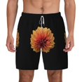 thumbnail image 1 of Sigee Orange Dalia Print Mens Swim Trunks with Compression Liner Quick Dry Swim Stretch Beach Shorts with Pockets,S-3XL, 1 of 7