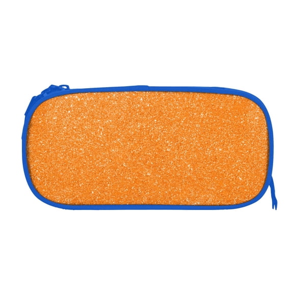 Sigee Orange Glitter2 for Portable Pencil Pouch with Zipper for Students, Artists, and Office Use