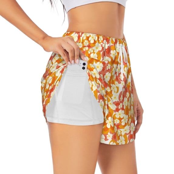 Sigee Orchids Flowers for Women's Athletic Shorts High Waisted Running Shorts Pocket Sporty Short Gym Elastic Workout ShortsMedium