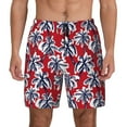 thumbnail image 1 of Sigee Palm Tree Pattern on Red Print Mens Swim Trunks with Compression Liner Quick Dry Swim Stretch Beach Shorts with Pockets,S-3XL, 1 of 7