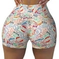 thumbnail image 1 of Sigee Passport Stamp Print Women's High Waist Workout Shorts - Squat Proof, Tummy Control, Yoga and Gym Activewear-Small, 1 of 9