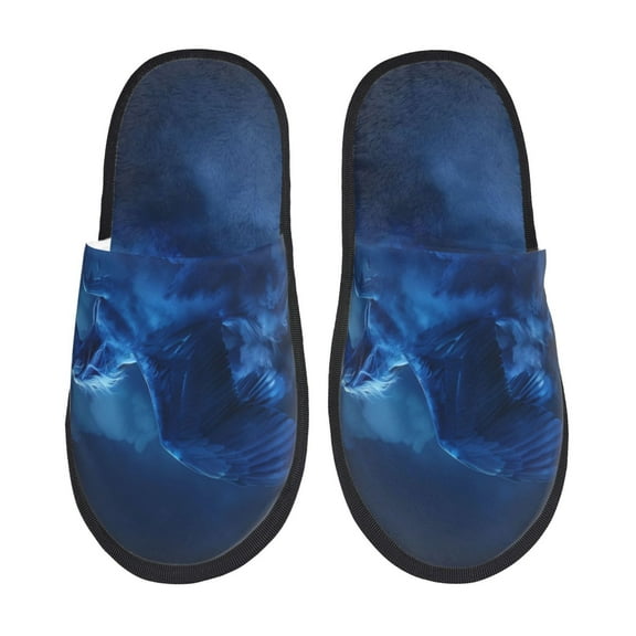 Sigee Pegasus Night Sky for Cozy Furry Slippers Super Soft Indoor and Outdoor Use, Non-Slip Sole Slip On House Slippers-Large