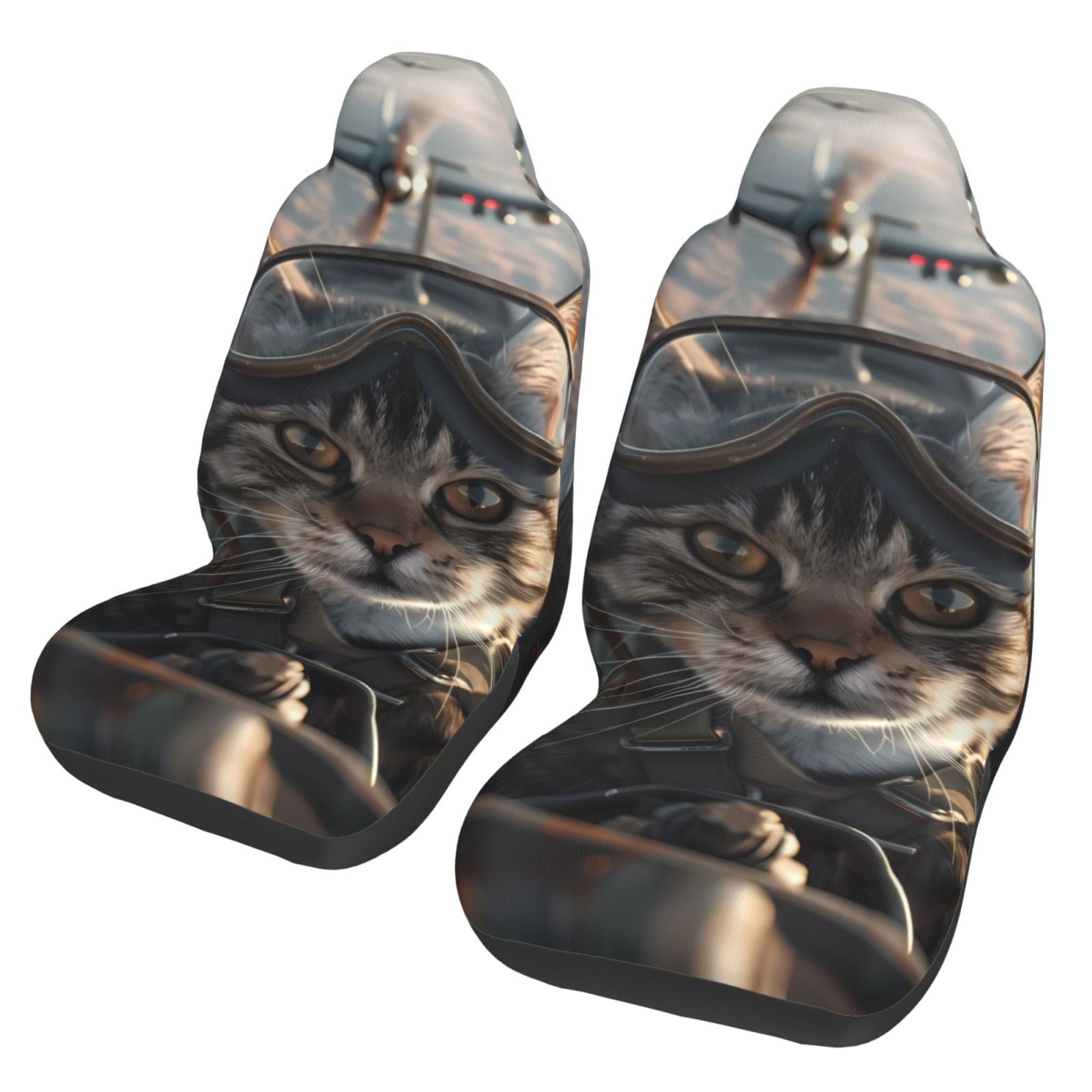 Sigee Pilot Cat In Vintage Plane for Universal Car Seat Covers, Premium ...