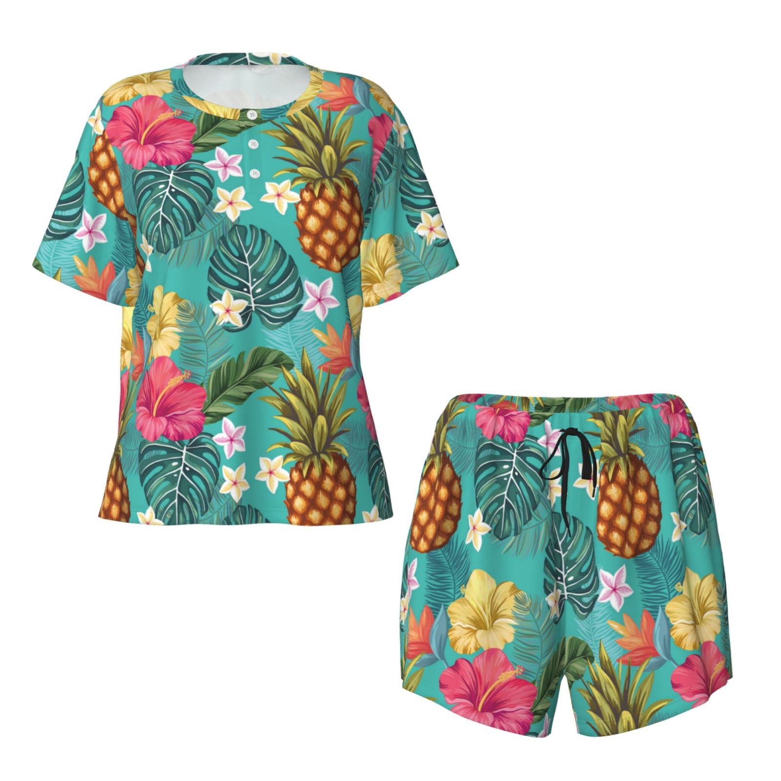 Cozy Pineapple Short Sleeve Pajama Pant Set