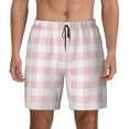 thumbnail image 1 of Sigee Pink Checkboard Print Mens Swim Trunks with Compression Liner Quick Dry Swim Stretch Beach Shorts with Pockets,S-3XL, 1 of 7
