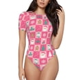thumbnail image 1 of Sigee Pink Christmas Cheer for Bodysuits for Womens Round Neck Short Sleeves Onesie Womens Jumpsuits-Large, 1 of 7