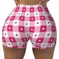 thumbnail image 1 of Sigee Plaid Heart Print Women's High Waist Workout Shorts - Squat Proof, Tummy Control, Yoga and Gym Activewear-Medium, 1 of 9