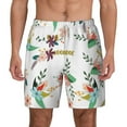 thumbnail image 1 of Sigee Pretty Floral With Leaves Print Mens Swim Trunks with Compression Liner Quick Dry Swim Stretch Beach Shorts with Pockets,S-3XL, 1 of 7