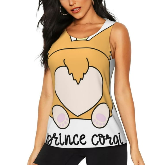 Sigee Prince Corgi Dog for Women's Workout Tank Top,Running Tank Tops,Sleeveless Gym ClothesSmall
