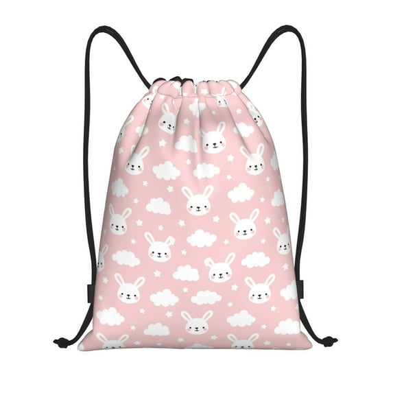 Sigee Rabbit And Cloud for Drawstring Bag String Backpack for Sports, Gym, Swimming, Beach, Travel-Medium