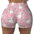 thumbnail image 1 of Sigee Rabbit And Flower Print Women's High Waist Workout Shorts - Squat Proof, Tummy Control, Yoga and Gym Activewear-, 1 of 9