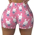 thumbnail image 1 of Sigee Rabbit Holding Flowers Print Women's High Waist Workout Shorts - Squat Proof, Tummy Control, Yoga and Gym Activewear-Large, 1 of 9