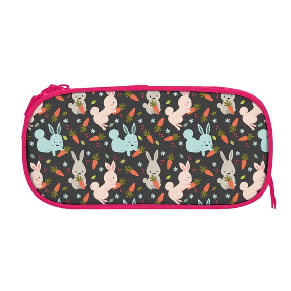 Sigee Rabbit Is Eating Carrots for Portable Pencil Pouch with Zipper for Students, Artists, and Office Use