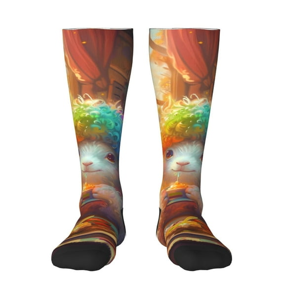 Sigee Rainbow Lamb Breakfast for Socks for Men Women Socks Stocking Compression Socks