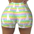thumbnail image 1 of Sigee Rainbow Rabbit Print Women's High Waist Workout Shorts - Squat Proof, Tummy Control, Yoga and Gym Activewear-Small, 1 of 9