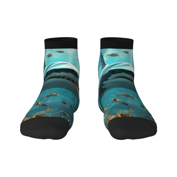 Sigee Realistic Ocean Shark for Crew Soft Moisture-wicking Socks ,Cushion Moisture Wicking Boot Socks for Men and Women