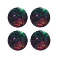 thumbnail image 1 of Sigee Red And Green Carnation for Water-Resistant, Heat-Resistant, Non-Slip Leather Coasters Set, Ideal for Coffee Table, Office, Bar, Home Decor-Round Shape, 1 of 6