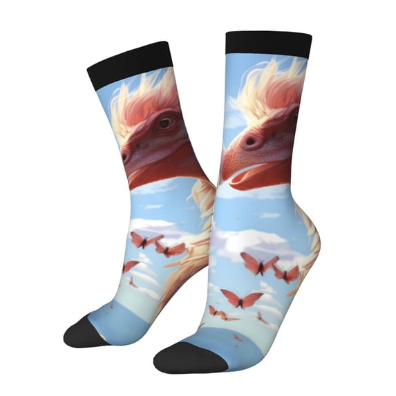 Sigee Red And White Bird Couple for Contrast Design Soft Moisture-Wicking Socks Crew Casual Athletic Stretchy Loose Middle Tube Socks