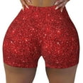 thumbnail image 1 of Sigee Red Glitter Print Women's High Waist Workout Shorts - Squat Proof, Tummy Control, Yoga and Gym Activewear-XX-Large, 1 of 9
