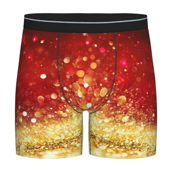 Sigee Red Gold Glitter for Men's Boxer Briefs,Moisture Wicking and Breathable Medium