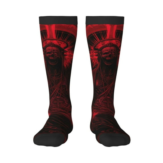 Sigee Red Gothic Skeleton Throne for Socks for Men Women Socks Stocking Compression Socks