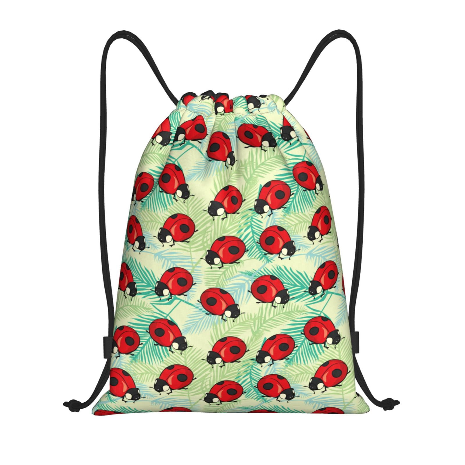 String Backpack Red Sigee Red Ladybugs And Leaf for Drawstring Bag String Backpack for ...