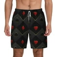 thumbnail image 1 of Sigee Red Poker Print Mens Swim Trunks with Compression Liner Quick Dry Swim Stretch Beach Shorts with Pockets,S-3XL, 1 of 1