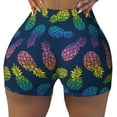 thumbnail image 1 of Sigee Retro Bright Pineapple Print Women's High Waist Workout Shorts - Squat Proof, Tummy Control, Yoga and Gym Activewear-Small, 1 of 9