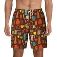 thumbnail image 1 of Sigee Retro Coffee Print Mens Swim Trunks with Compression Liner Quick Dry Swim Stretch Beach Shorts with Pockets,S-3XL, 1 of 7