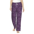 thumbnail image 1 of Sigee Retro Florals Purple Print Women's Soft Pajama Pants - Breathable and Comfortable Lounge Sleep Bottoms with Elastic Waistband and Pockets-X-Large, 1 of 9