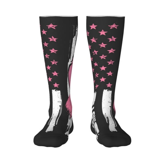 Sigee Ribbon Breast Cancer Awareness for Socks for Men Women Socks Stocking Compression Socks