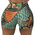 thumbnail image 1 of Sigee Rich Fish Print Women's High Waist Workout Shorts - Squat Proof, Tummy Control, Yoga and Gym Activewear-Small, 1 of 9
