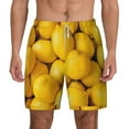 thumbnail image 1 of Sigee Ripe Yellow Lemon Print Mens Swim Trunks with Compression Liner Quick Dry Swim Stretch Beach Shorts with Pockets,S-3XL, 1 of 7