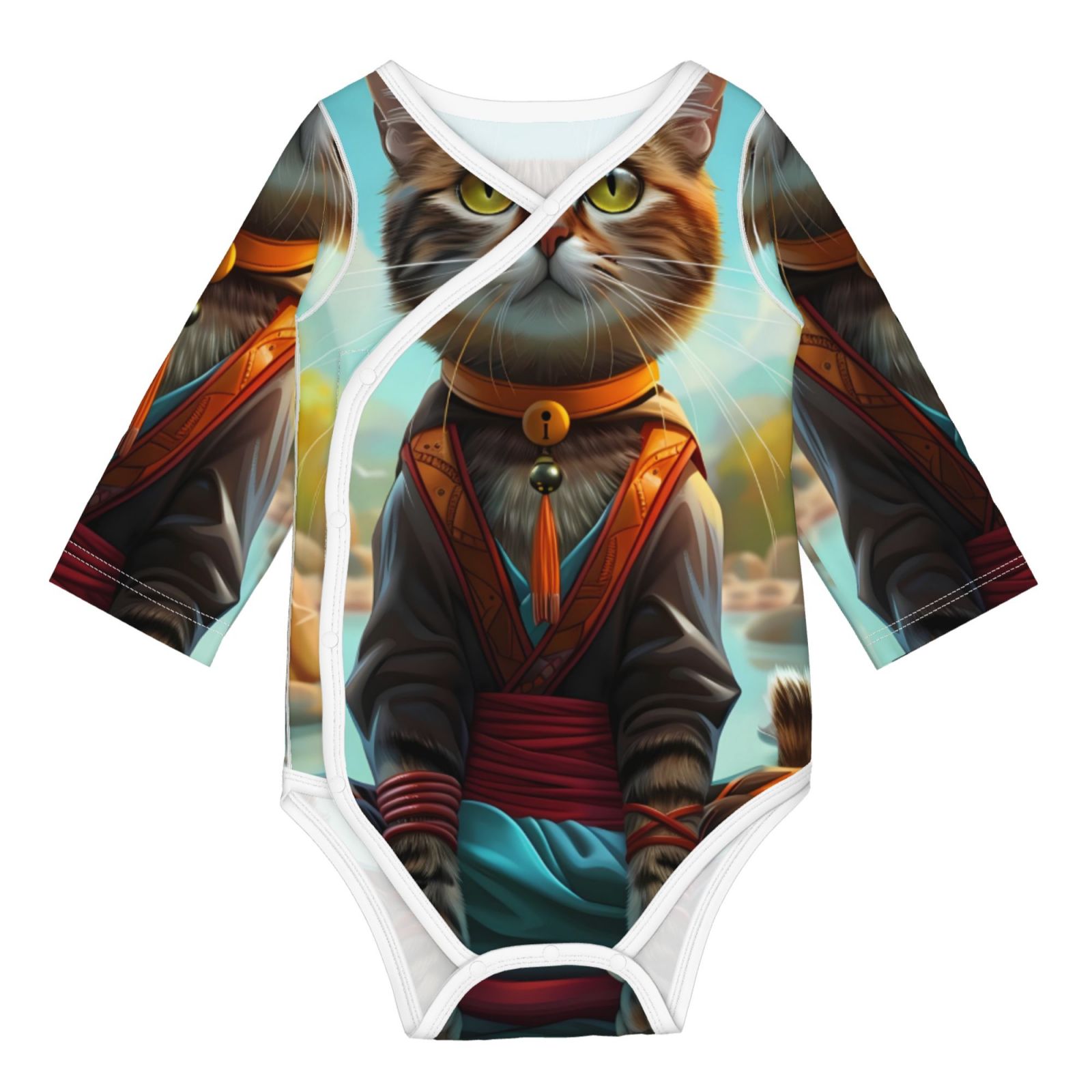 Sigee Riverside Meditating Cat for Baby Unisex Baby Cotton LongSleeve