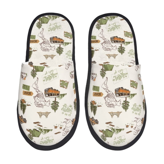 Sigee Road Trip for Cozy Furry Slippers Super Soft Indoor and Outdoor Use, Non-Slip Sole Slip On House Slippers-Medium