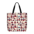 thumbnail image 1 of Sigee Rocket Pattern Print Large Capacity Zippered Tote Bag - Durable, Stylish and Versatile for Everyday Use, 1 of 9
