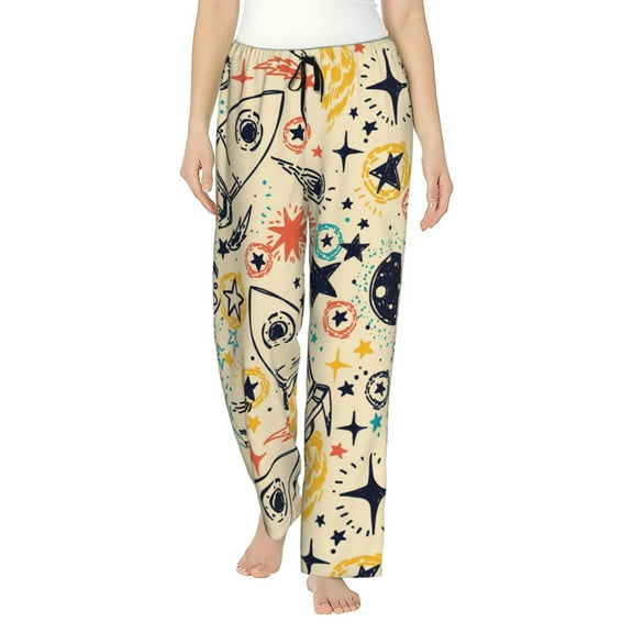 Sigee Rockets Print Women's Soft Pajama Pants - Breathable and Comfortable Lounge Sleep Bottoms with Elastic Waistband and Pockets-Small