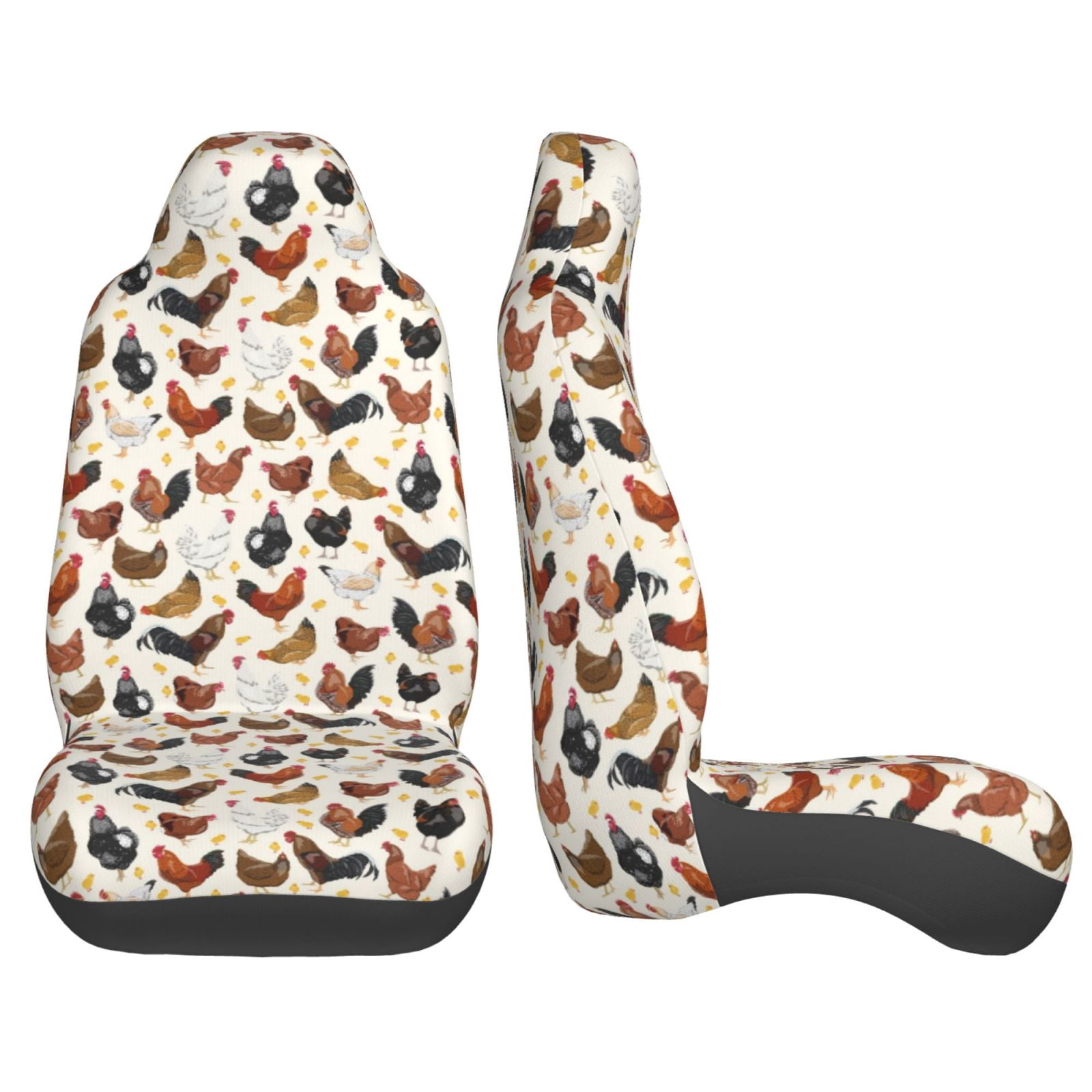 YEXIATODO Rooster Pattern Car Seat Covers Full Set With Steering Wheel Cover & Accessories – Universal Fit - View #5
