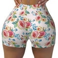 thumbnail image 1 of Sigee Rose Flowers Print Women's High Waist Workout Shorts - Squat Proof, Tummy Control, Yoga and Gym Activewear-Small, 1 of 9