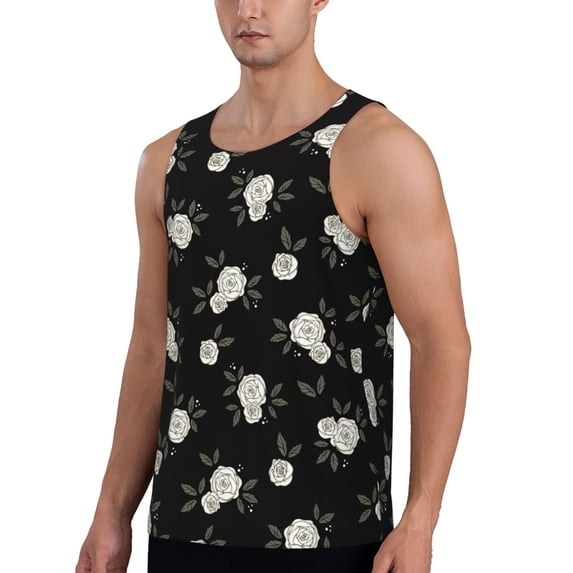 Sigee Rose Flowers for Men's Workout Tank Top, Athletic Gym Sleeveless Shirt - Quick Dry, Lightweight, Breathable X-Large