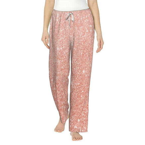 Sigee Rose Gold Glitter Print Women's Soft Pajama Pants - Breathable and Comfortable Lounge Sleep Bottoms with Elastic Waistband and Pockets-Large