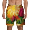thumbnail image 1 of Sigee Rose Psychedelic Print Mens Swim Trunks with Compression Liner Quick Dry Swim Stretch Beach Shorts with Pockets,S-3XL, 1 of 7