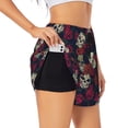 thumbnail image 1 of Sigee Roses Skulls for Women's Athletic Shorts High Waisted Running Shorts Pocket Sporty Short Gym Elastic Workout ShortsXX-Large, 1 of 9