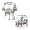 thumbnail image 1 of Sigee Running White Horses for Sleepwear Casual Pjs with Pockets Women's Pajamas Sets Shorts 2 Piece Short Sleeve Lounge Sets Large, 1 of 9