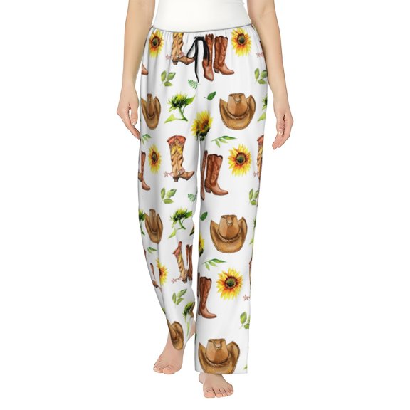 Sigee Rustic Western Charm print Women's Soft Pajama Pants Lounge Sleep Bottoms with Elastic Waistband and Pockets-Small
