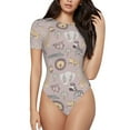 thumbnail image 1 of Sigee Safari Animals for Bodysuits for Womens Round Neck Short Sleeves Onesie Womens Jumpsuits-Large, 1 of 7